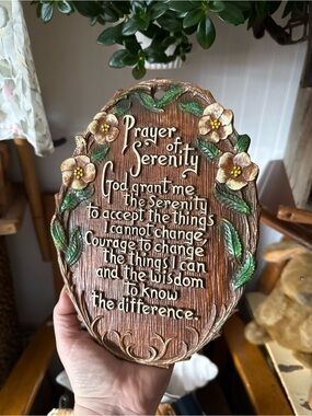 1960s Serenity Prayer Wall Plaque - Brown and Green